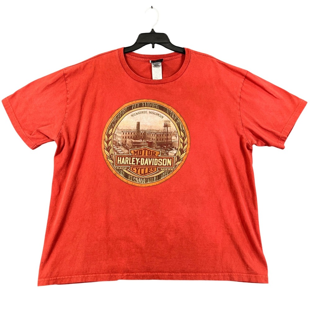 Harley-Davidson T-Shirt Mens 2XL Orange Smoky Mountain Outpost Graphic Biker USA